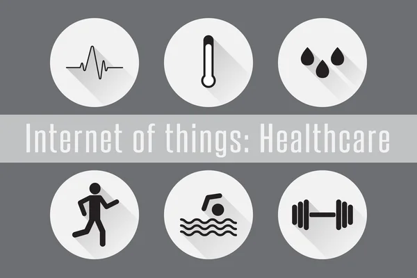 Internet of Things, IoT- Healthcare. Set of 6 flat icons. Vector Illustration. — Stock Vector