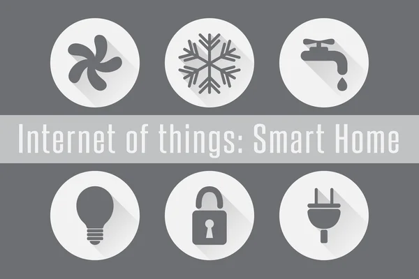 Internet das Coisas, IoT - Smart Home. Conjunto de 6 ícones planos. Ilustração vetorial . Vetores De Bancos De Imagens Sem Royalties