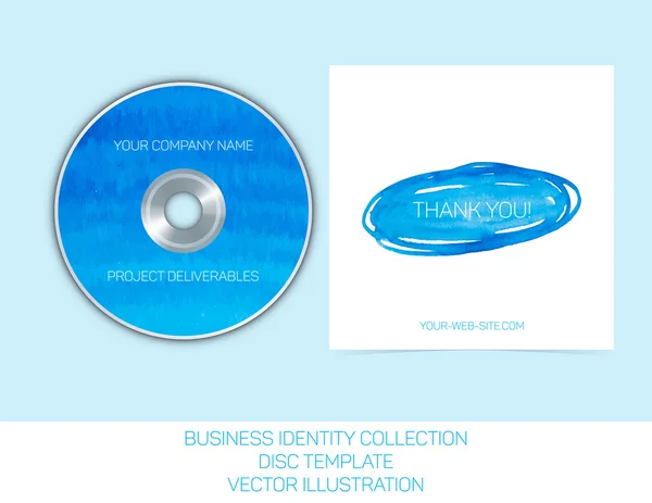 Colección de identidad empresarial: acuarela azul y turquesa. Plantilla de cubierta de CD o DVD. Ilustración vectorial EPS10 . — Vector de stock