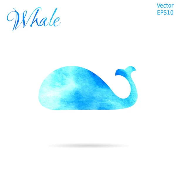 Blue Whale Illustration. Ballena acuarela. Ilustración vectorial EPS10 — Vector de stock