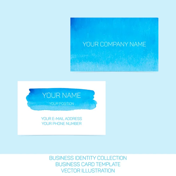 Коллекция бизнес-идентичности: синий и бирюзовый акварель. Передняя и задняя стороны визитной карточки искушают. Векторное развитие S10 . Стоковая Иллюстрация