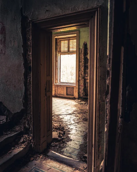Interior Arruinado Assustador Castelo Spicer Sérvia — Fotografia de Stock