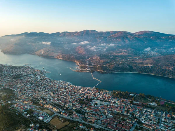 Vista Panorâmica Bela Cidade Costeira Argostoli Capital Ilha Kefalonia — Fotografia de Stock