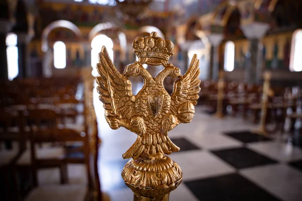 Águila Dorada Doble Cabeza Dentro Del Monasterio Agios Gerasimos — Foto de Stock