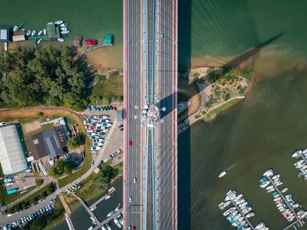 Más Reciente Most Adi Literalmente Puente Sobre Isla Ada Río — Foto de Stock