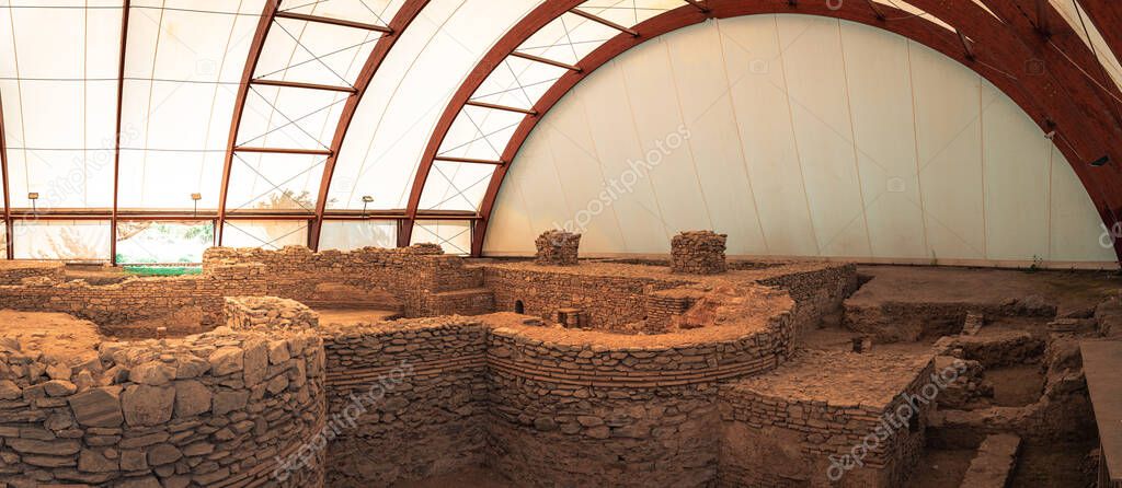 Ruins of an ancient Roman military spa in Viminacium, Serbia