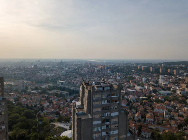 Vista Aérea Parte Superior Uno Los Rascacielos East Gate Belgrado —  Fotos de Stock