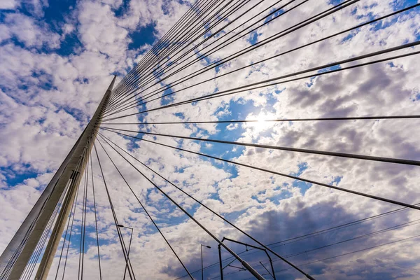 Ponte Ada Belgrado Com Belo Céu Fundo — Fotografia de Stock