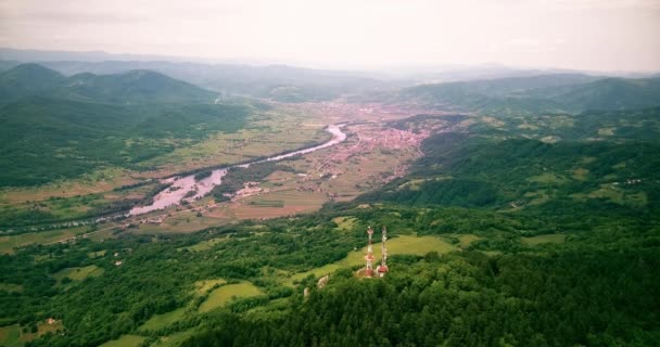 Vue Par Drone Rivière Drina Près Ljubovija Frontière Entre Serbie — Video