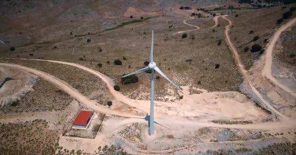 Solteira Turbina Eólica Kefalonia Grecia — Vídeo de Stock