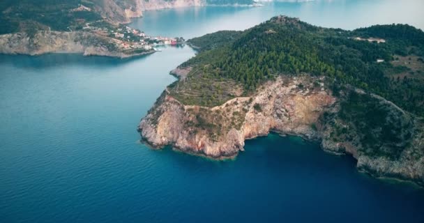 Panoramic View Assos Village Kefalonia Island — Stock Video