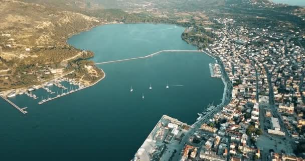 Veduta Aerea Tutta Città Argostoli Cefalonia — Video Stock