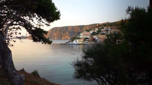 Sunset Town Assos Kefalonia — Stock Video