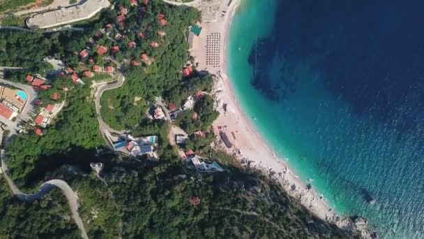 Vedere Aeriană Asupra Plajei Perazica Din Muntenegru Apelor Sale Limpezi — Videoclip de stoc