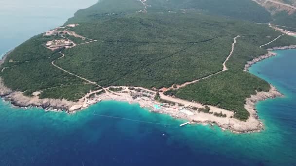 Drone Widok Wysoko Nad Barem Plaży Basenem — Wideo stockowe