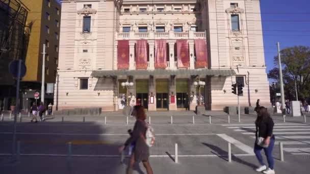 Fotografia Gimbal Teatro Nacional Belgrado Sérvia — Vídeo de Stock