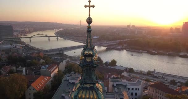 Widok Starą Katedrę Rzekę Savę Belgradzie — Wideo stockowe