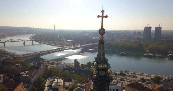 Ancienne Cathédrale Front Mer Belgrade Point Vue Aérien — Video