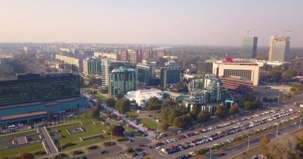 Luchtfoto Van Het 21Ste Blok Belgrado — Stockvideo