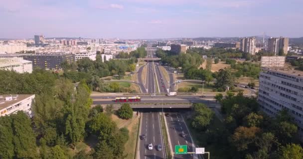 Drönare Syn Motorväg Belgrad Serbien — Stockvideo