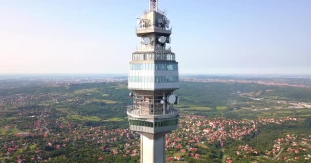 Widok Lotu Ptaka Wieżę Avala Niedaleko Belgradu Serbii — Wideo stockowe