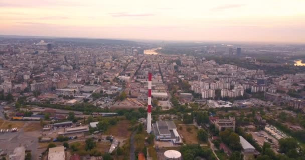 Vista Pássaro Chaminé Uma Usina Aquecimento Belgrado — Vídeo de Stock