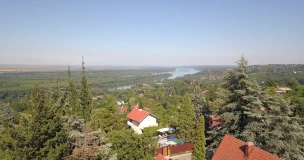 Widok Dronów Przedmieścia Grocka Belgradzie Dunaju — Wideo stockowe