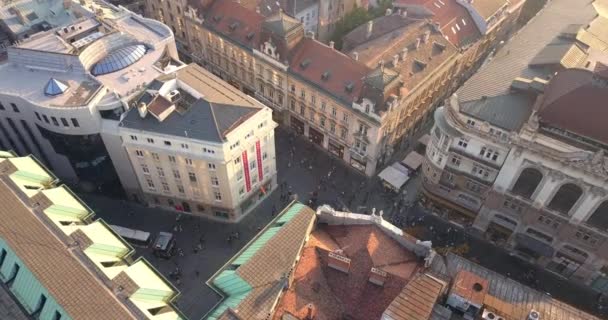 Drone View Delijska Cesma Drinking Fountain Knez Mihailova Street — Stock Video