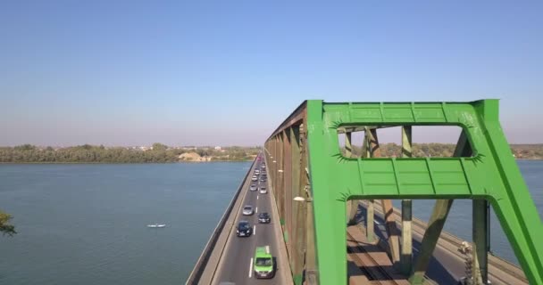 Letecký Pohled Most Pancevacki Řeku Dunaj Bělehradě Srbsko — Stock video