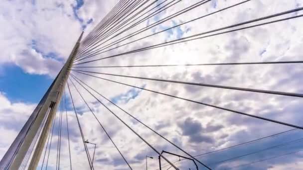 Nube Lapso Tiempo Puente Colgante Ada Belgrado — Vídeos de Stock