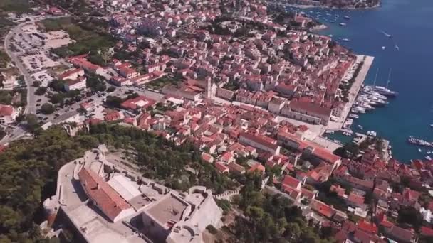 Widok Lotu Ptaka Zatokę Przybrzeżną Wyspie Hvar Chorwacja — Wideo stockowe