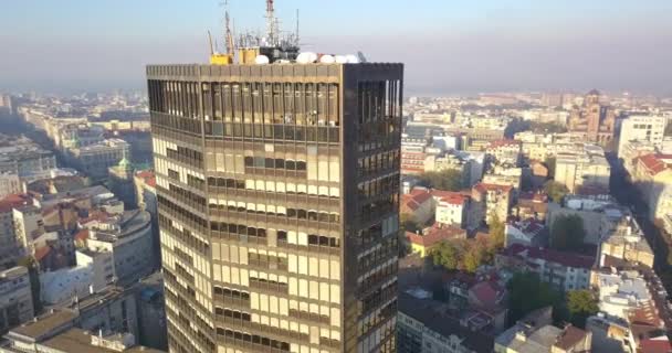 Belgrad Daki Modern Bir Gökdelen Binası Olan Beogradjanka Nın Hava — Stok video