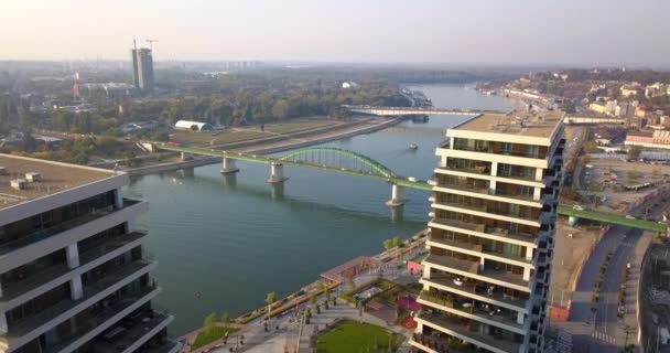 Vista Topo Das Torres Waterfront Belgrado — Vídeo de Stock