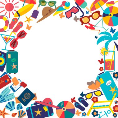 Mutlu tatil düz hat arka plan. Düz tasarım stili modern vektör çizim Icons set