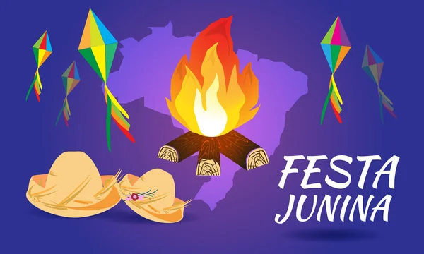 Festa Junina Brasil Topic Festival. Férias folclóricas. É uma ilustração vetorial . — Vetor de Stock