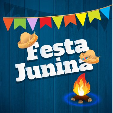 Festa Junina Brezilya konu Festivali. Folklor tatil. Bir vektör çizim olduğunu.