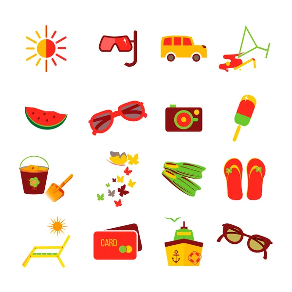 Travel summer flat icon illustration set. Vector illustration — Stock Vector