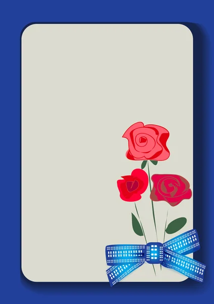 บัตรวันหยุดที่มีดอกไม้และคันธนู ภาพเวกเตอร์ . — ภาพเวกเตอร์สต็อก