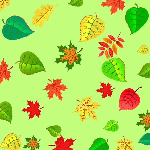 Otoño hojas corona naturaleza símbolo vector colección aislado sobre un fondo verde . — Vector de stock