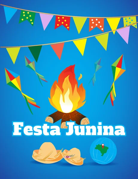 Festival Temático Festa Junina Brasil. Folklore vacaciones . — Vector de stock