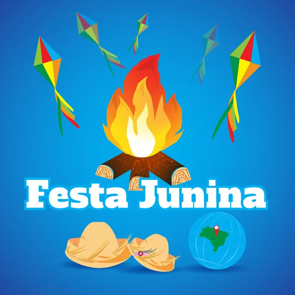 Festival Temático Festa Junina Brasil. Folklore vacaciones . — Vector de stock