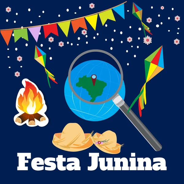 Festival Temático Festa Junina Brasil. Folklore vacaciones . — Vector de stock