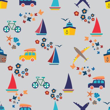 Seamless beach vacation pattern. Background for you a summer vacation design.