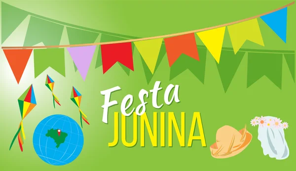 Festa Junina Brazil Topic Festival. Folklore holiday. — Stock Vector