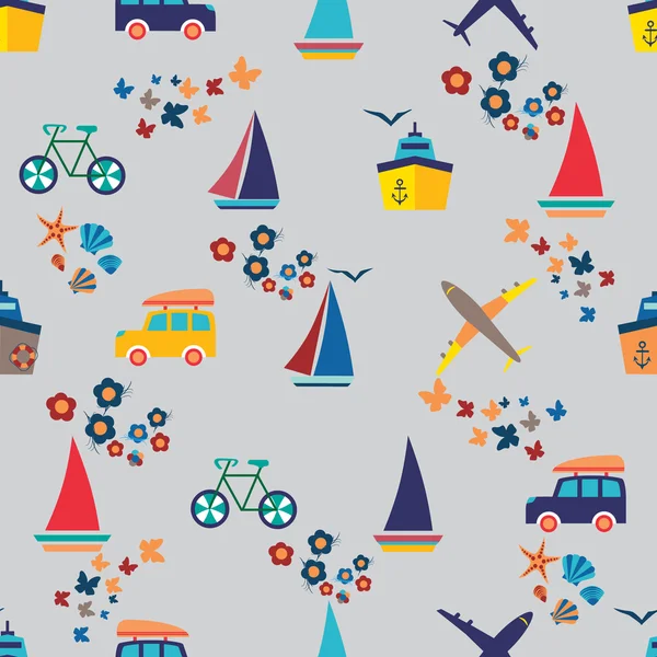Seamless beach vacation pattern. Background for you a summer vacation design. — Stock vektor