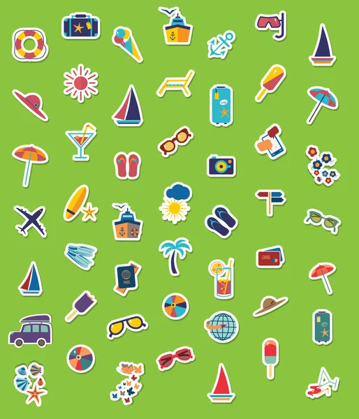 Travel beach flat calligraphy background. Flat design style modern vector illustration icons set of travelin