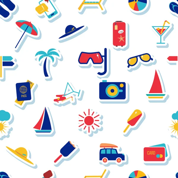 Seamless beach vacation pattern. Background for you a summer vacation design. — Wektor stockowy
