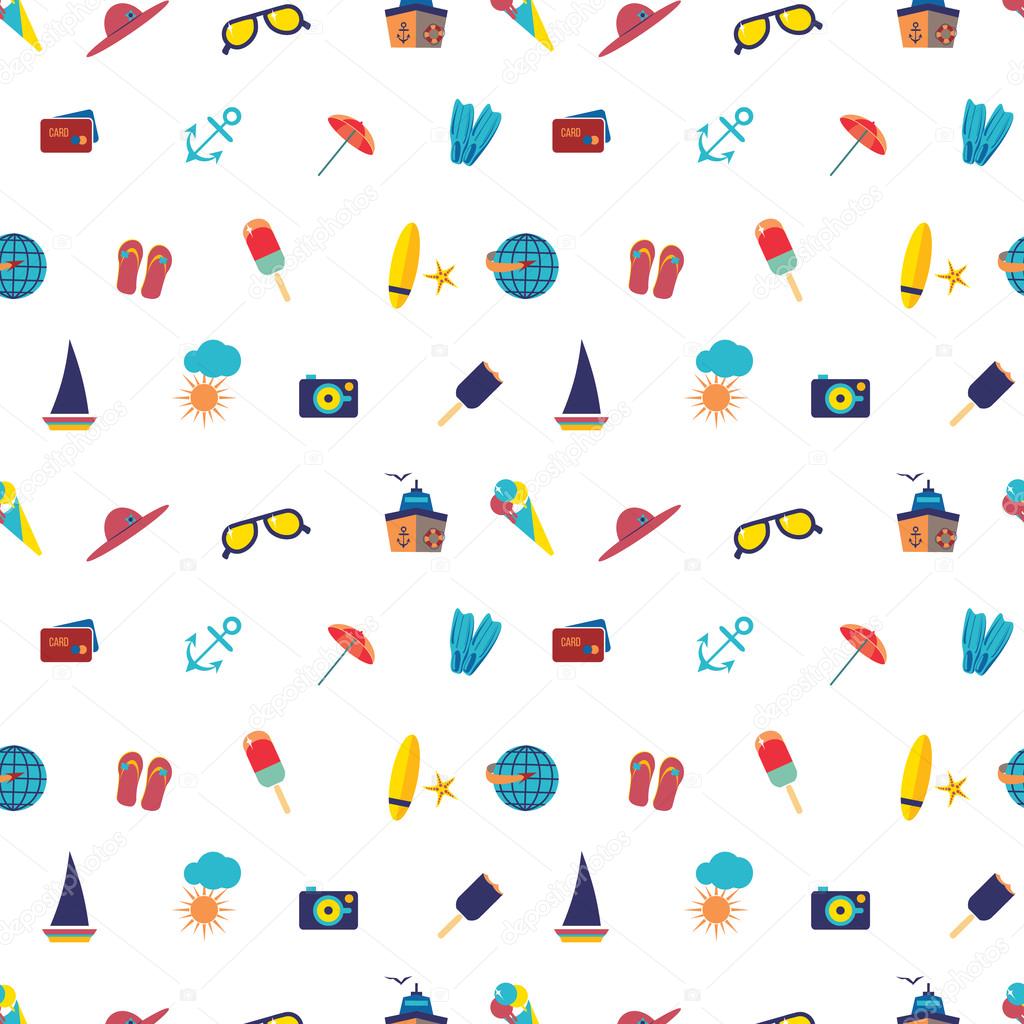 Seamless beach vacation pattern. Background for you a summer vacation design.