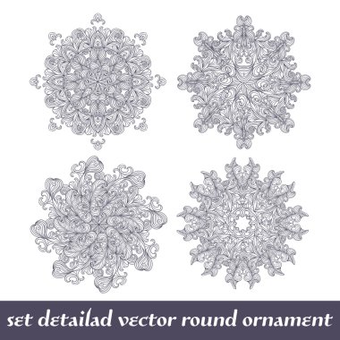 Set of Ornamental Lace Round Patterns