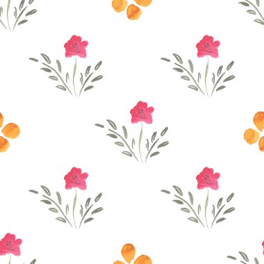 Seamless Watercolor Pattern of Flowers